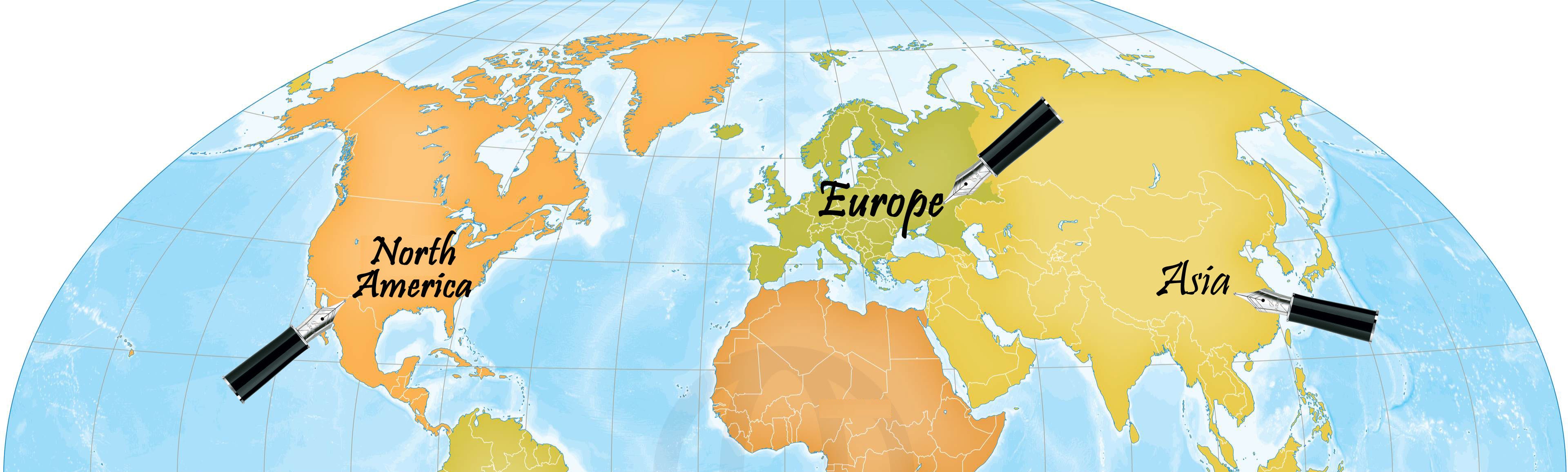 Nib width comparison by continent diagram