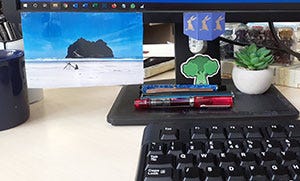 A desk filled with personal touches