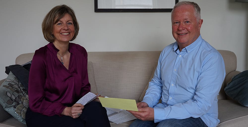 Alison and Brian re-reading the letters that started From Me To You.