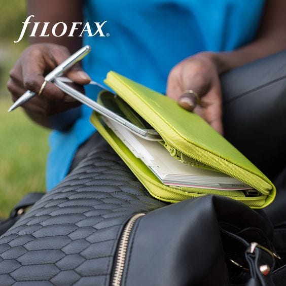 Filofax Saffiano Compact Zip Organiser - Pear