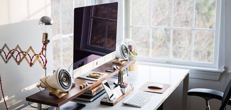 A beautifully organised and appointed home office desk