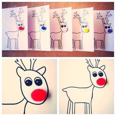 Pom pom nose Reindeer card