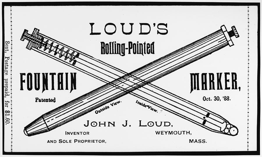 first ballpoint pen patent john-j-louds-ballpoint-pen