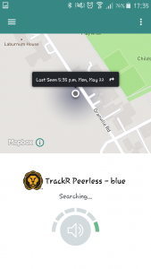 Cross TrackR - Screenshot - TrackR Out of Bluetooth range screen on app