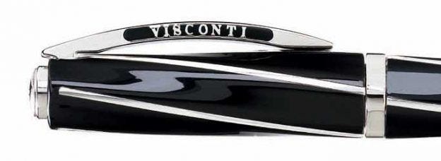 Visconti Divina Black Ballpoint Pen Clip Close-Up