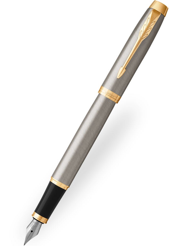 Parker IM Brushed Metal Gold Trim Fountain Pen