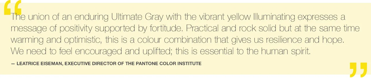 Quote from Pantone Color Institute about the 2021 colours of the year