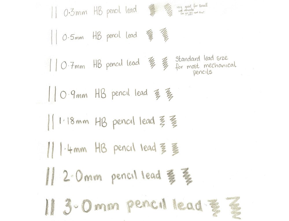 Lead Sizes for Mechanical Pencils
